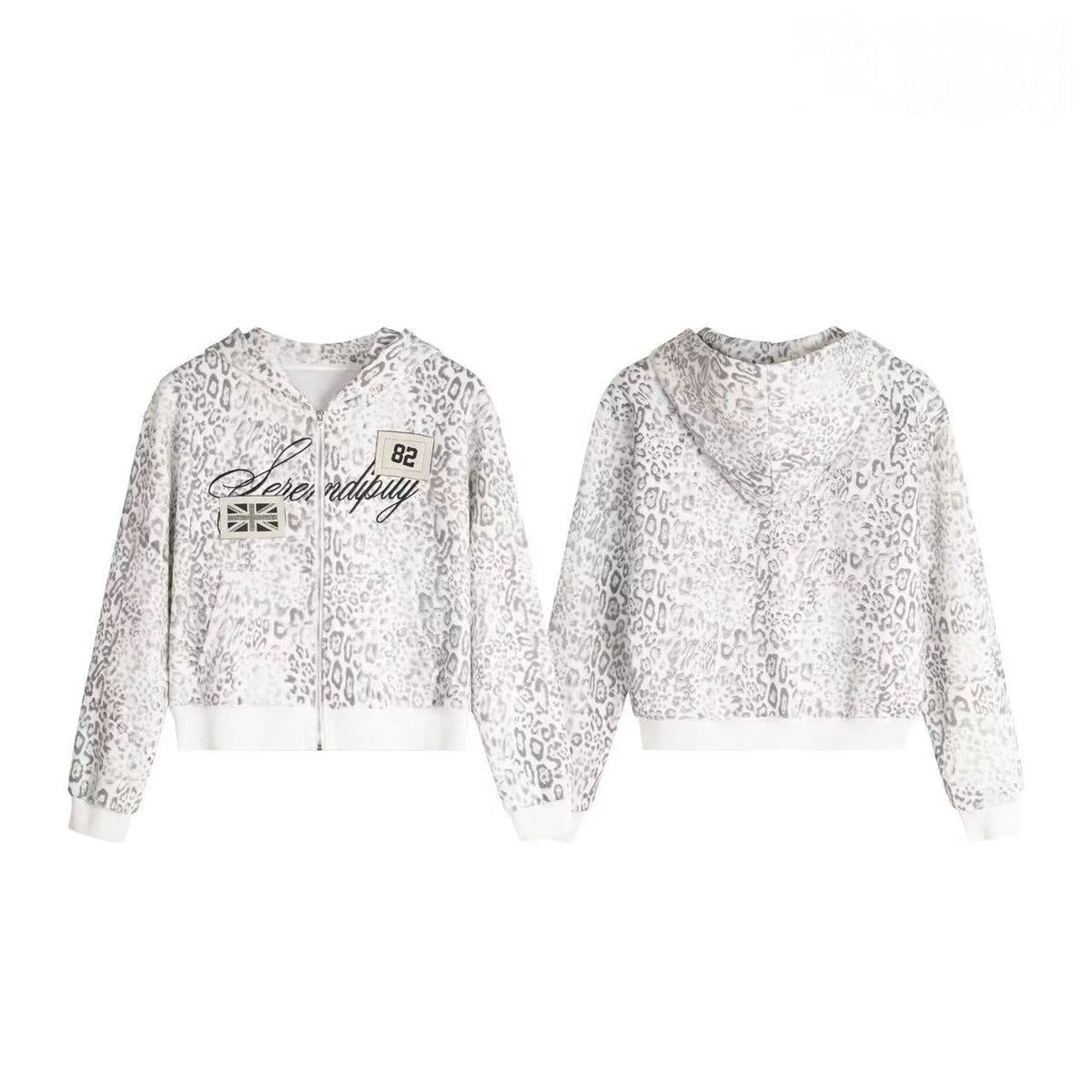 Madxmarx Leopard Print Zip-Up Hoodie