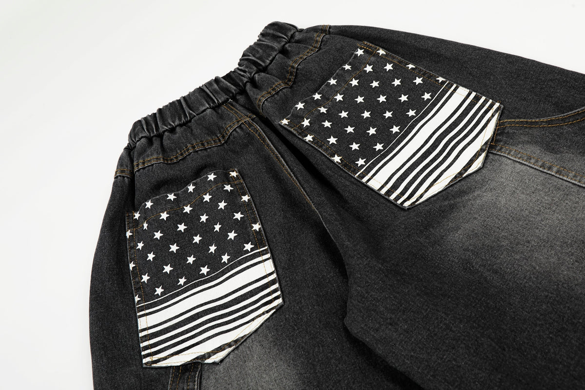 Pantalon en jean large « Star Flag » de Madxmarx