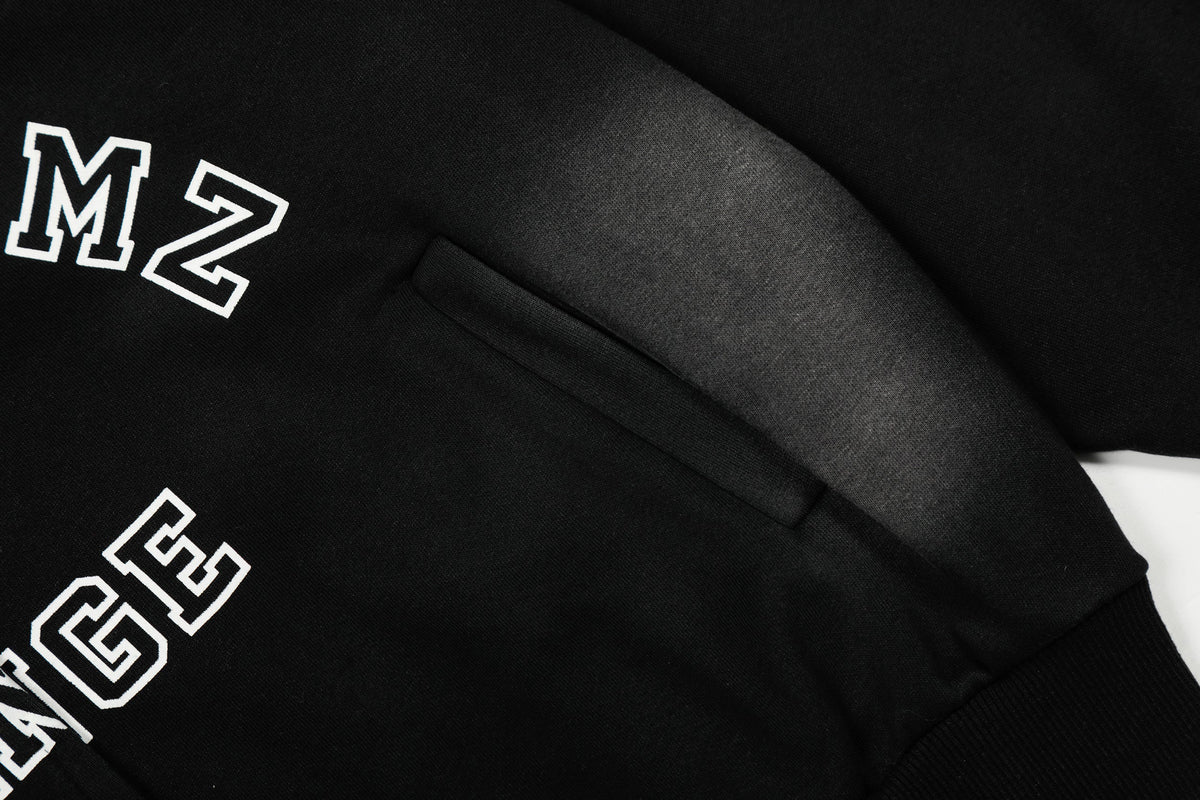 Madxmarx “Change” Spray-Fade Varsity Hoodie Jacket