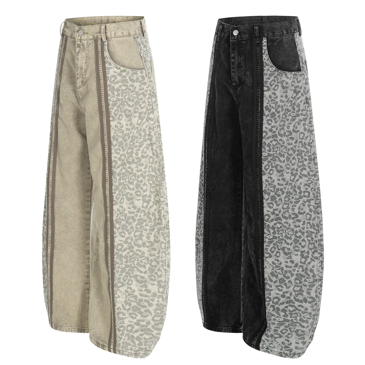 Pantalon en jean à empiècement léopard Madxmarx