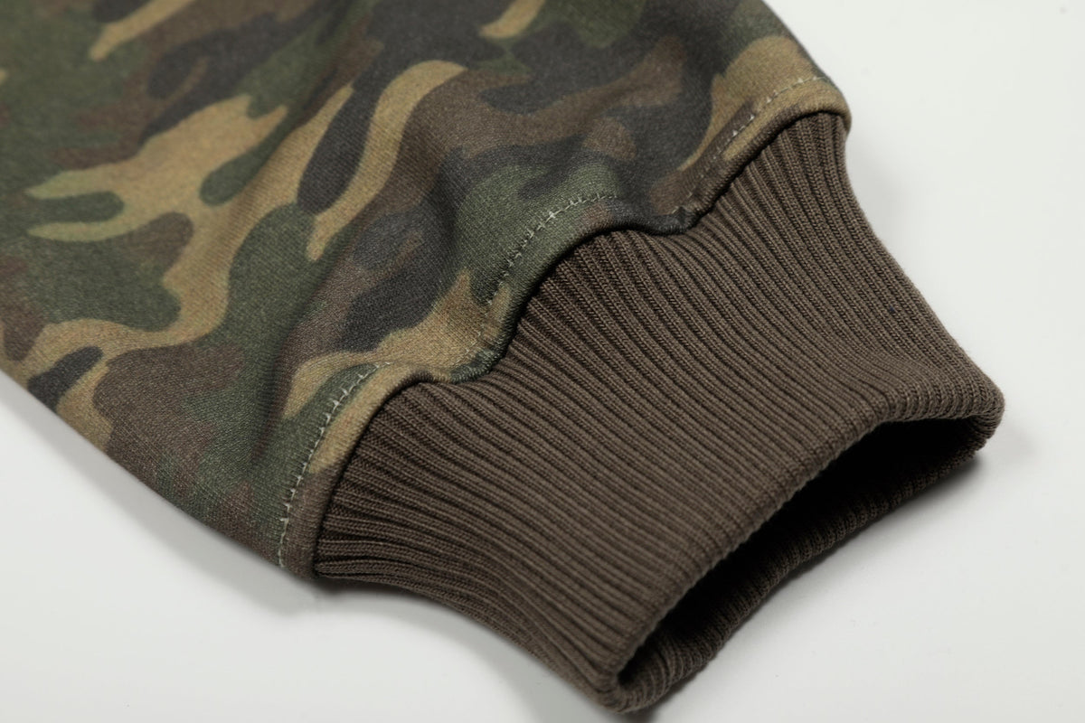 Madxmarx Camo Chenille Patch Half-Zip Hoodie