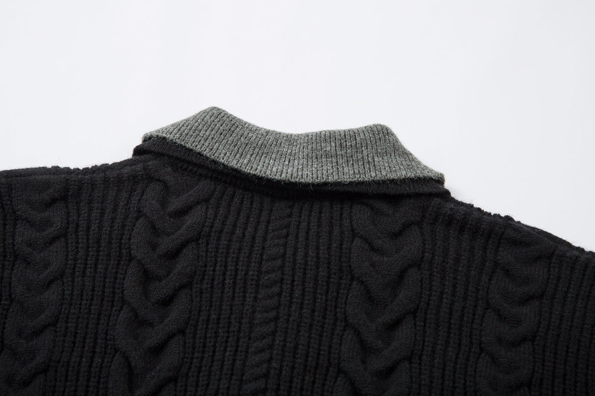 Madxmarx Vintage Cable Knit Polo Sweater