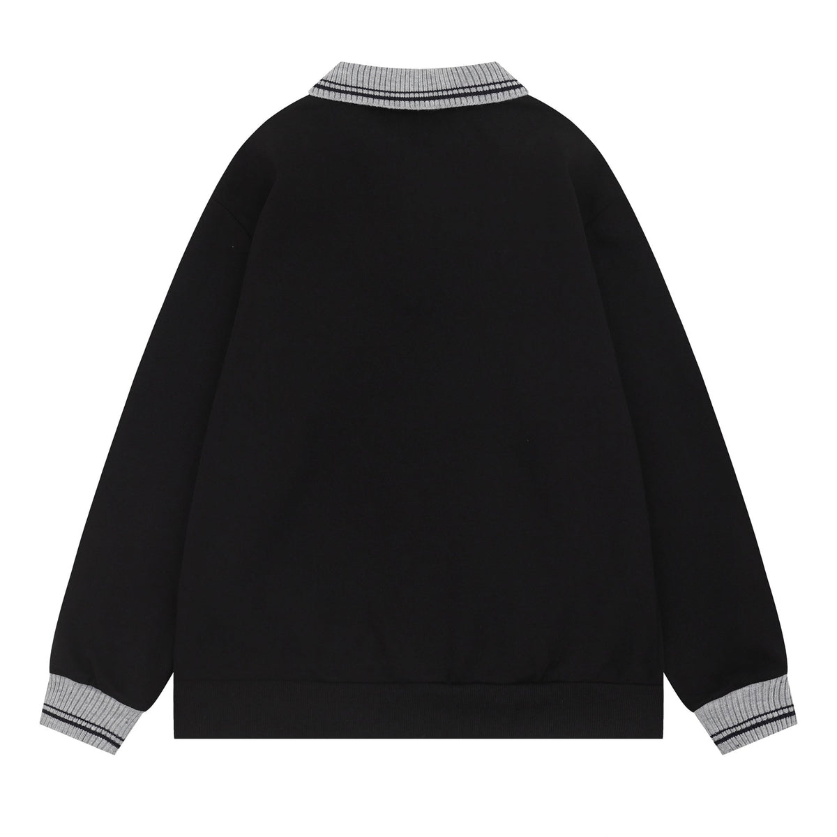 Madxmarx Classic Knit-Collar Polo Sweatshirt