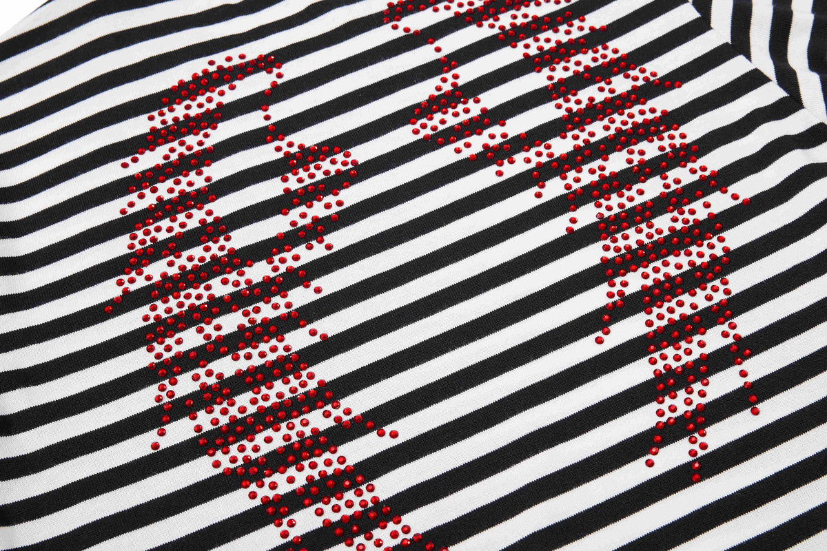 Madxmarx Rhinestone Stripe Tee