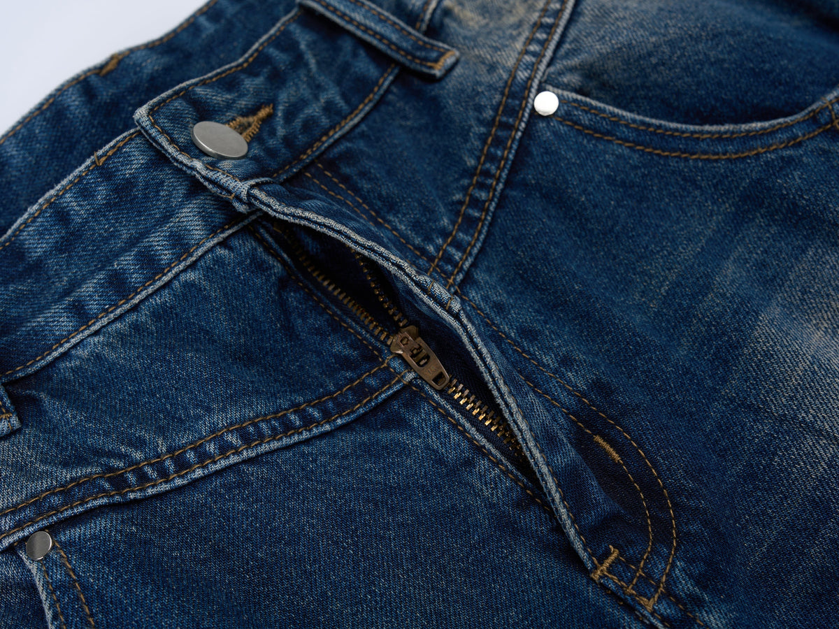 Madxmarx V-Panel Washed Wide-Leg Jeans