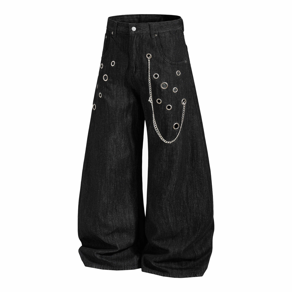Madxmarx Nietenkette-Hose mit weitem Bein aus Denim