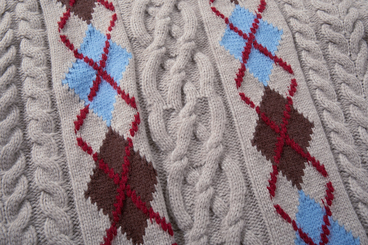 Madxmarx Argyle Cable Knit Sweater