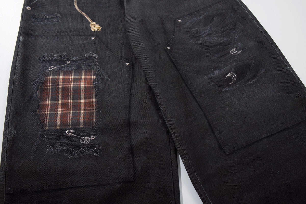 Madxmarx „Layered Distress Patch Denim Pants“