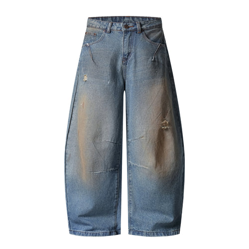 Madxmarx Vintage Washed Distressed Jeans - XS / Blue