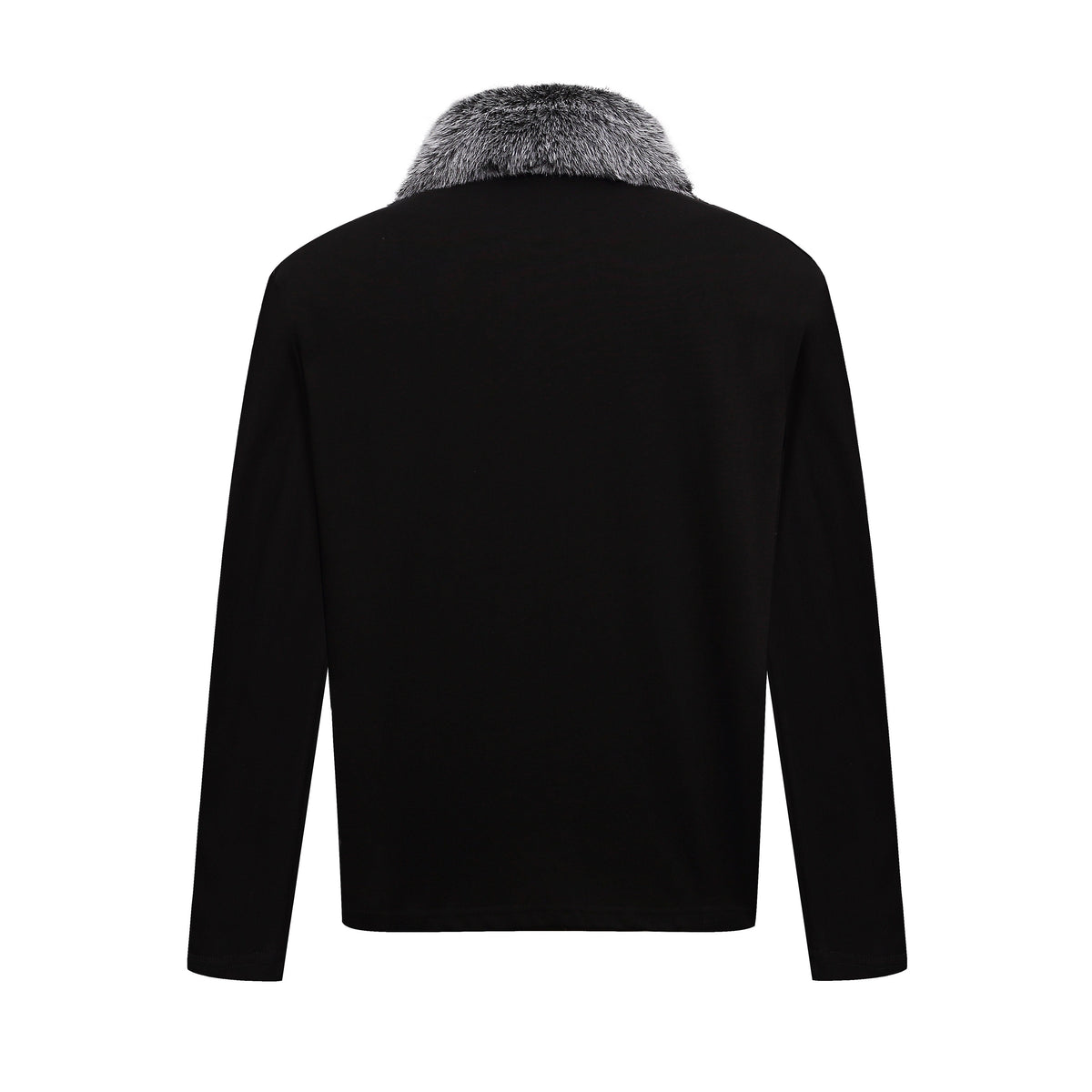 Madxmarx Faux Fur Collar Crest Graphic Long Sleeve Polo