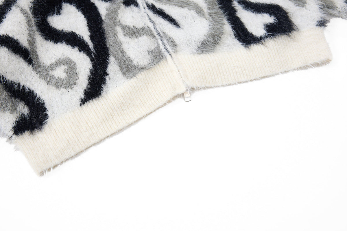 Madxmarx Flame Pattern Fleece Zip Hoodie