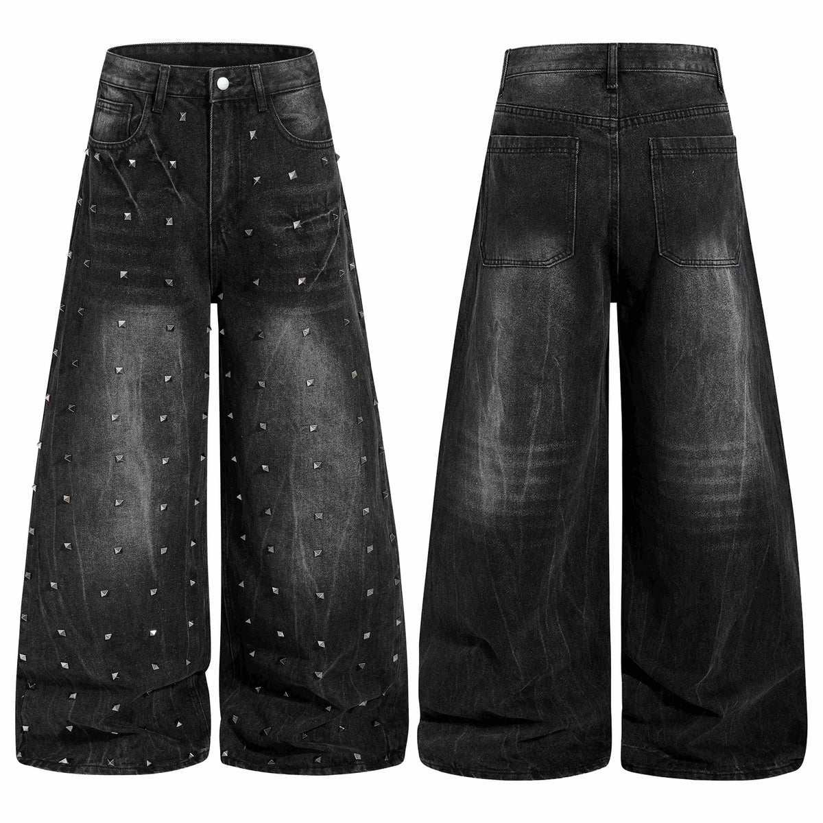 Madxmarx Studded Wide-Leg Denim Jeans