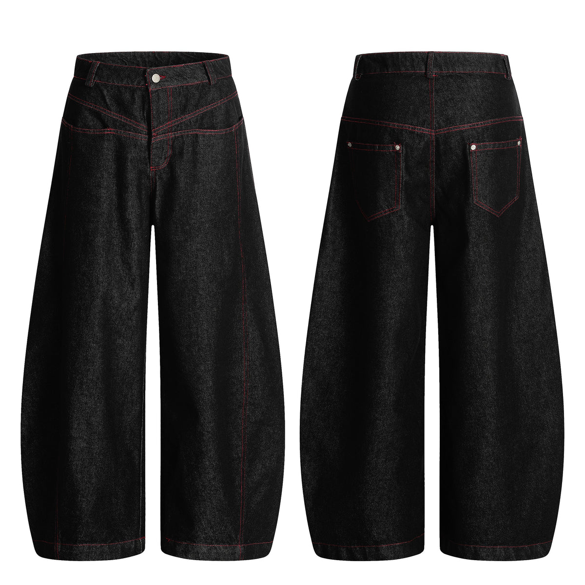 Madxmarx Red Stitch Barrel Denim Pants