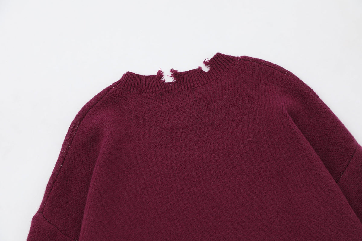 Madxmarx Flame Spider Distressed Knit Sweater