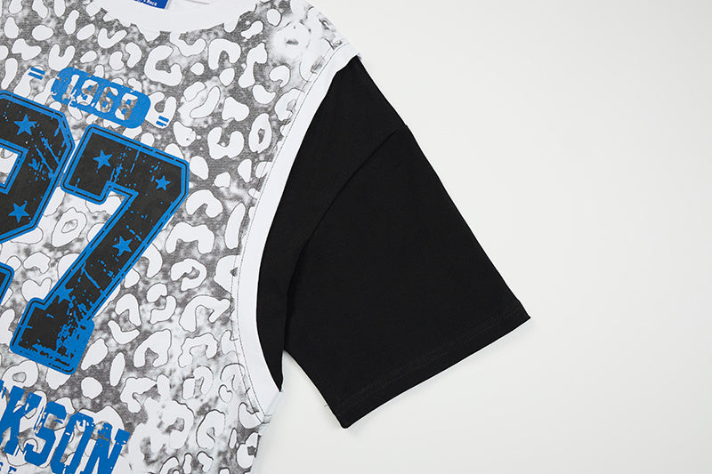 Madxmarx Leopard Mesh Layered Graphic T-Shirt