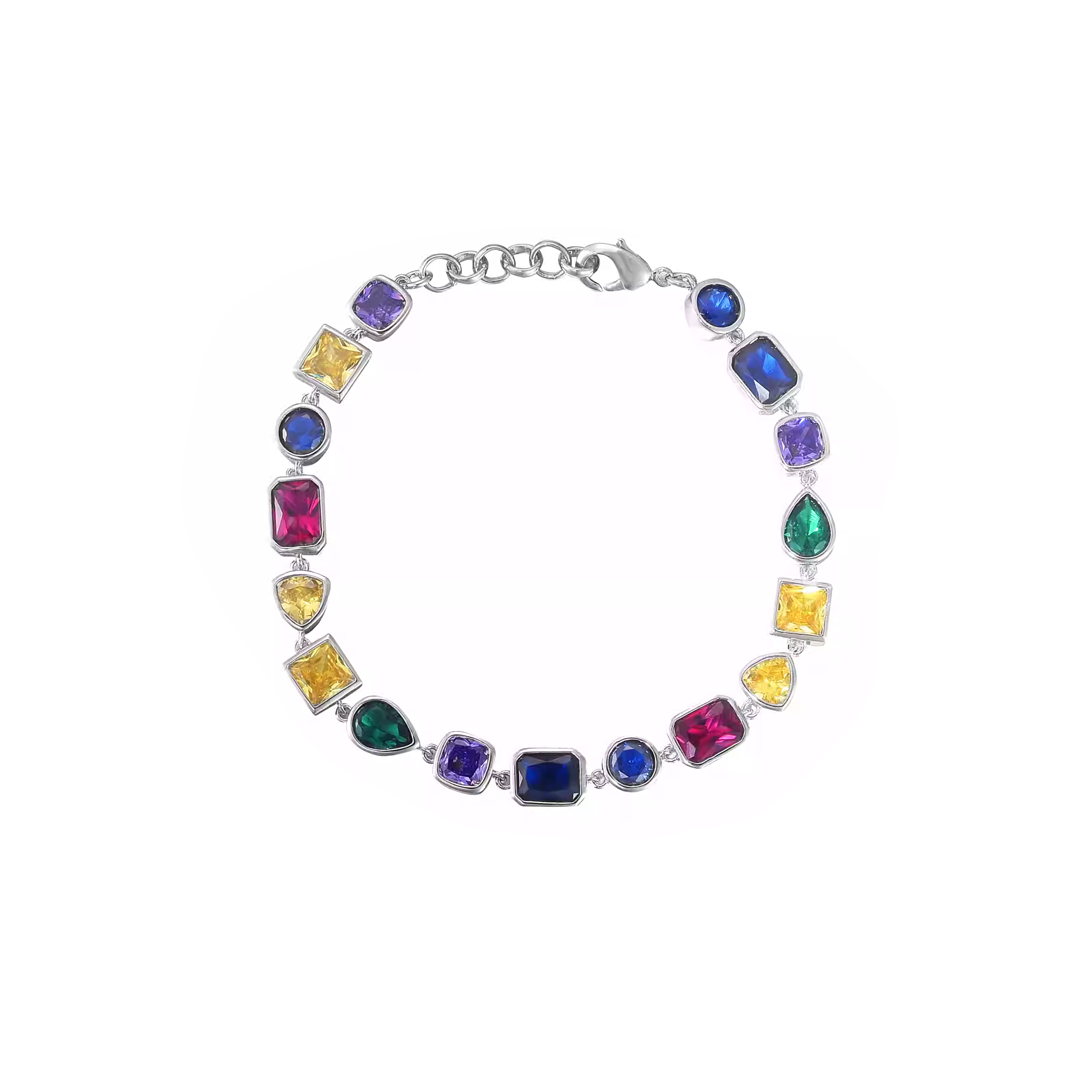 Bracelet baroque en pierres précieuses colorées