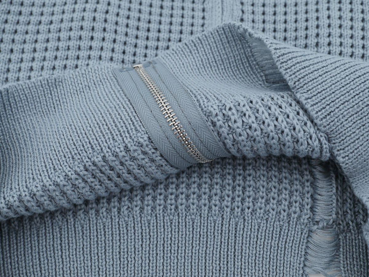 Madxmarx Waffle Texture Badge Zip Jacket