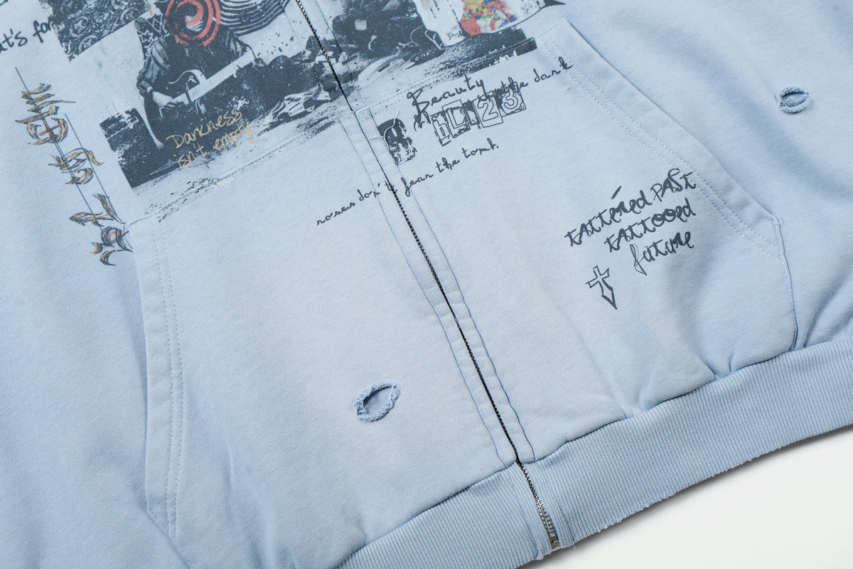 Madxmarx Collage Graphic Zip-Up Hoodie