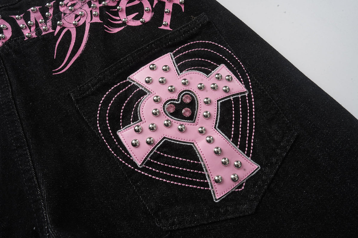Jeans de pierna ancha con gráfico de bolsillo cruzado Madxmarx