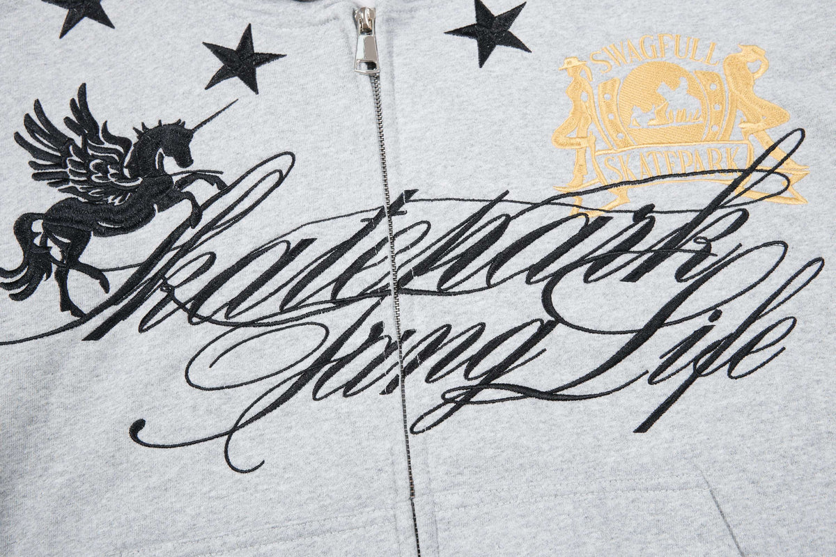 Madxmarx Pegasus Script Zip-Up Hoodie