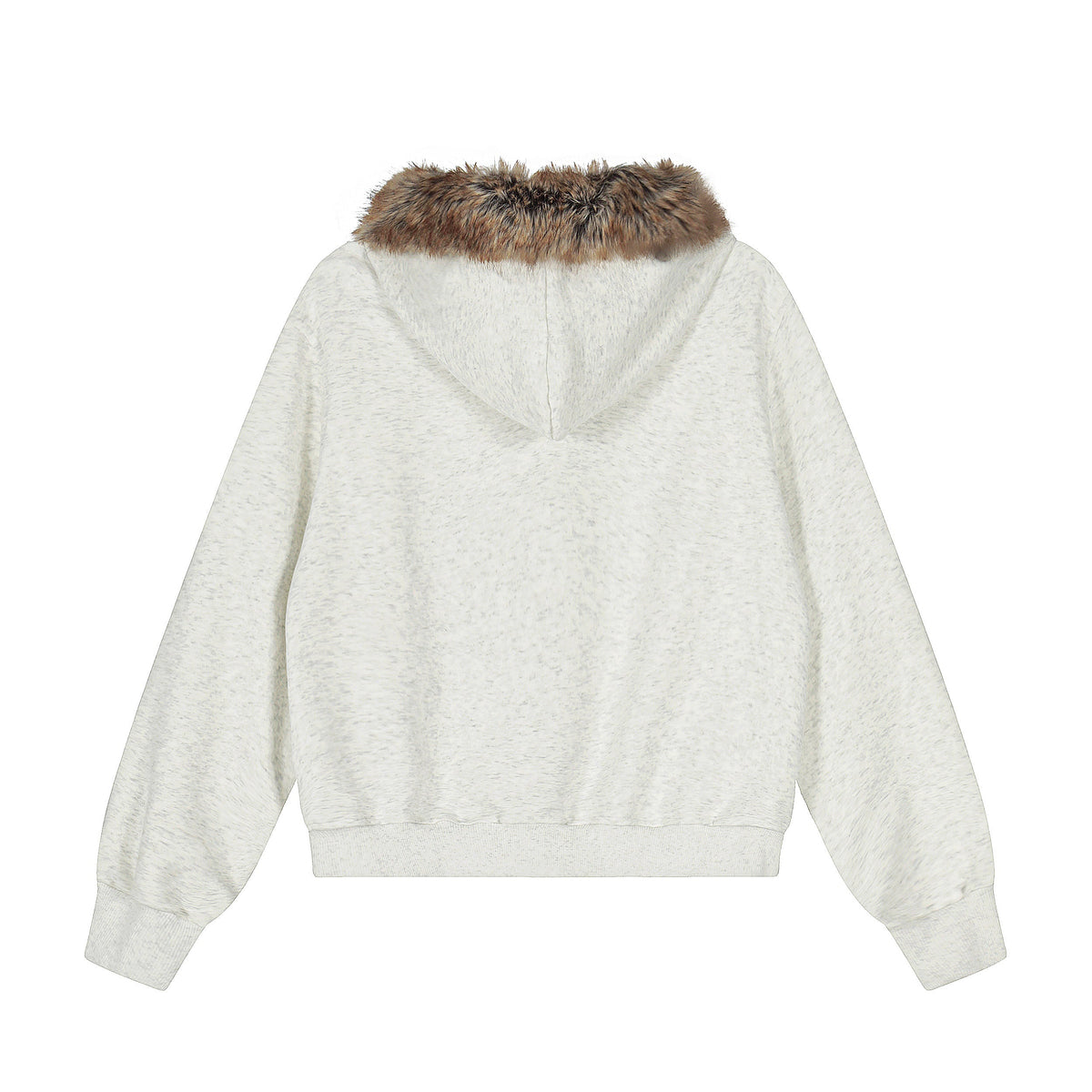 Madxmarx Faux-Fur Collar Graphic Zip Hoodie