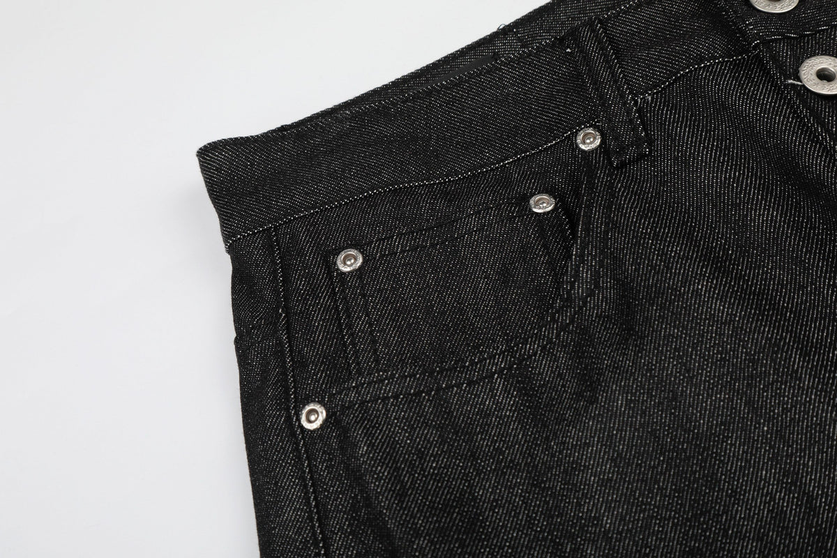 Madxmarx „Black Raw Button Denim Jeans“