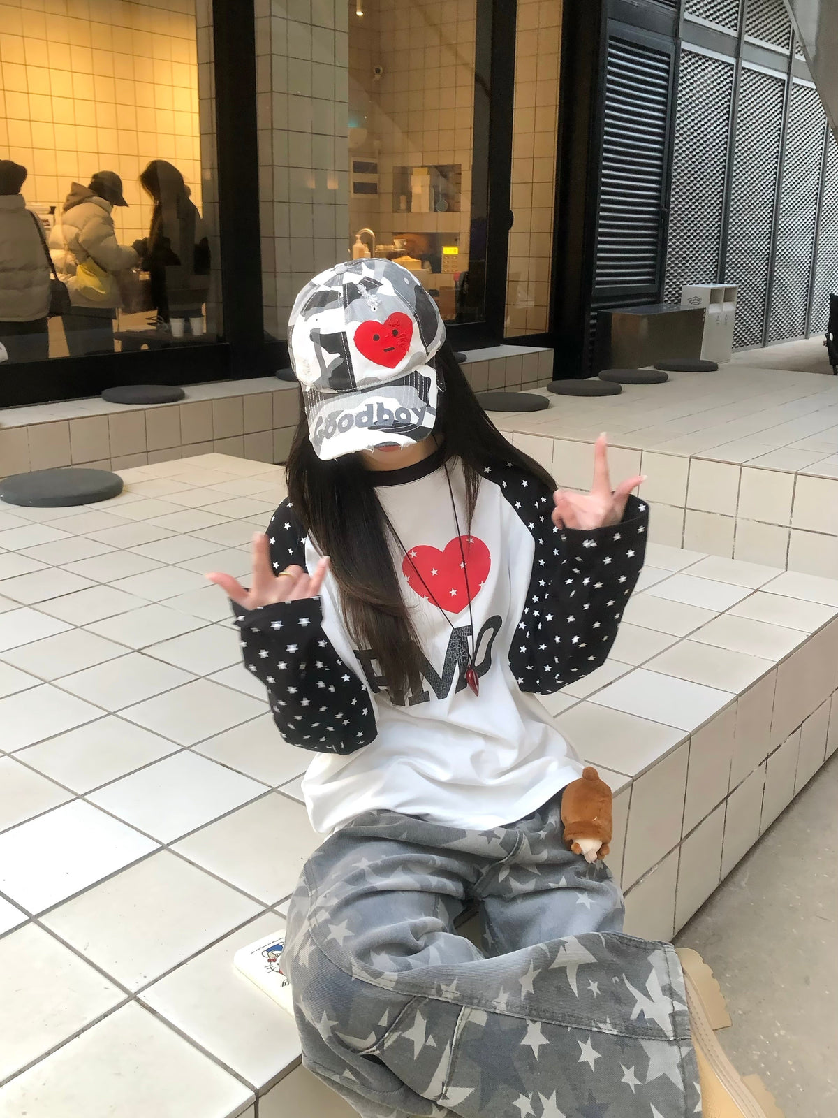 Madxmarx „I ♥ EMO“ Raglan-Langarmshirt