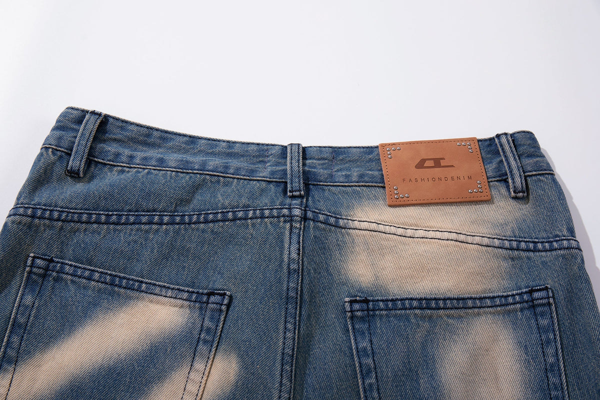 Madxmarx Spray-Fade Graffiti-Jeans mit weitem Bein