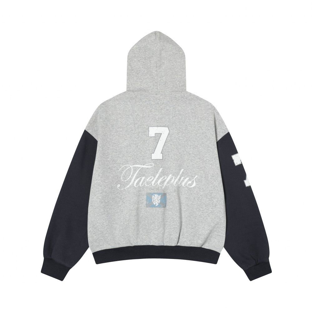 Madxmarx Contrast Sleeve Graphic Zip-Up Hoodie