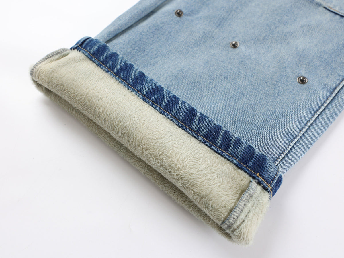 Pantalon en jean superposé doublé de polaire Madxmarx