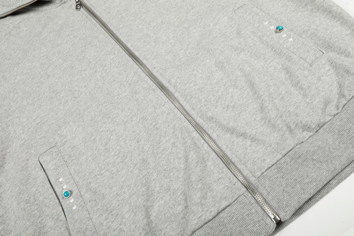 Madxmarx Minimal Dot-Detail Zip Hoodie