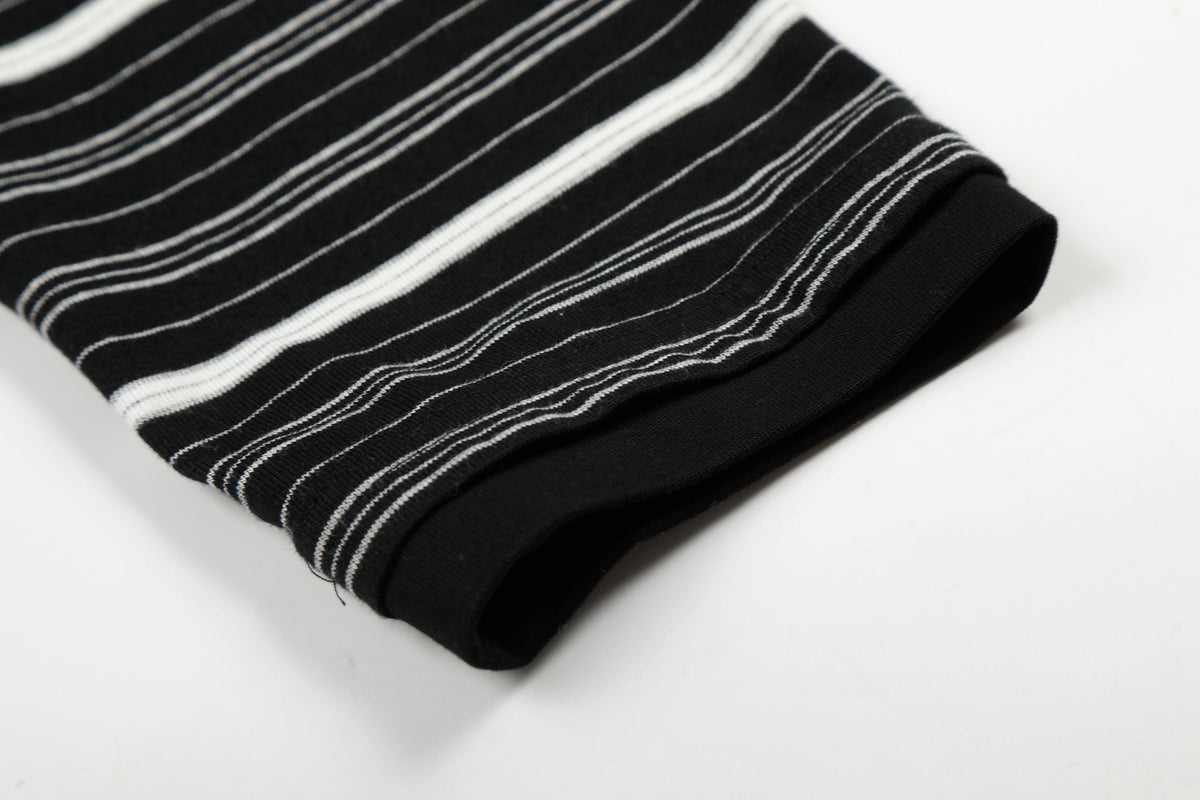 Madxmarx Striped Henley Long Sleeve Tee