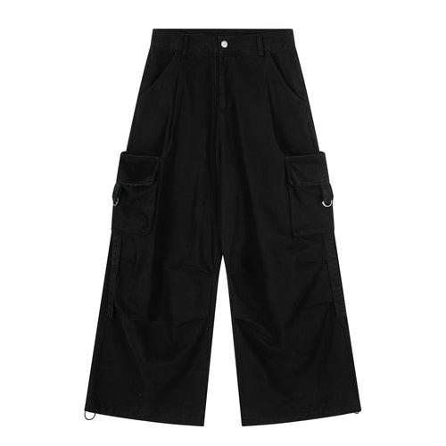 Madxmarx Typography Cargo Wide-Leg Pants - XS / Black