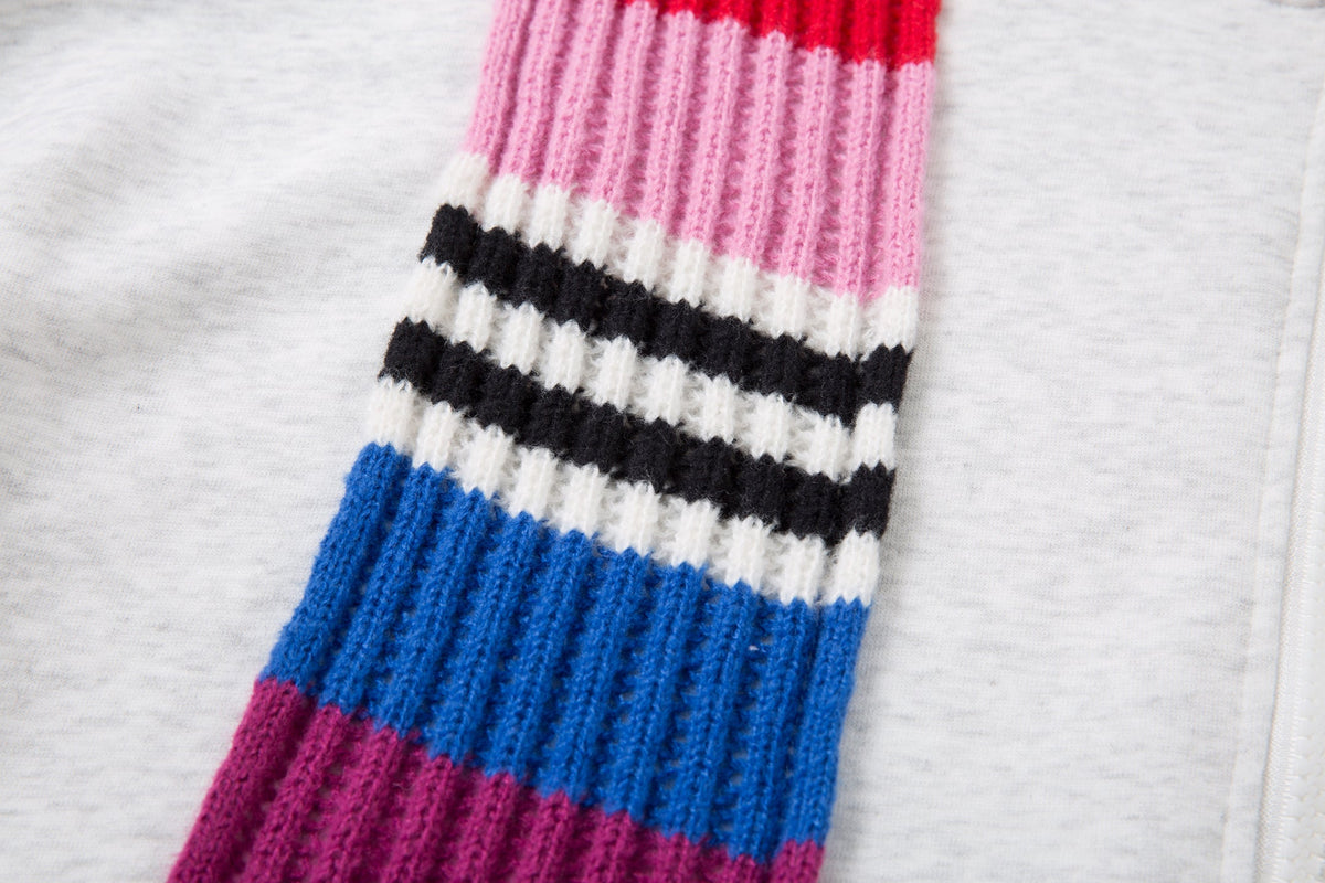Madxmarx Color-Block Scarf Hooded Zip Jacket