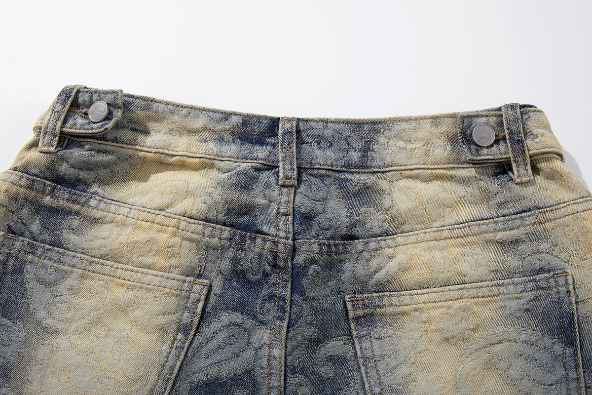 Madxmarx Paisley Spray-Fade Jeans mit weitem Bein