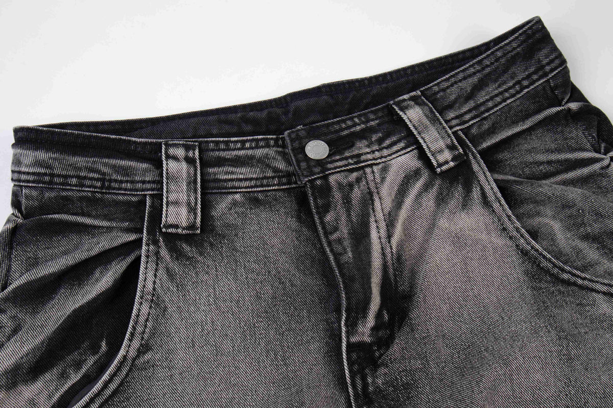 Madxmarx Multi-Pocket Washed Cargo Jeans
