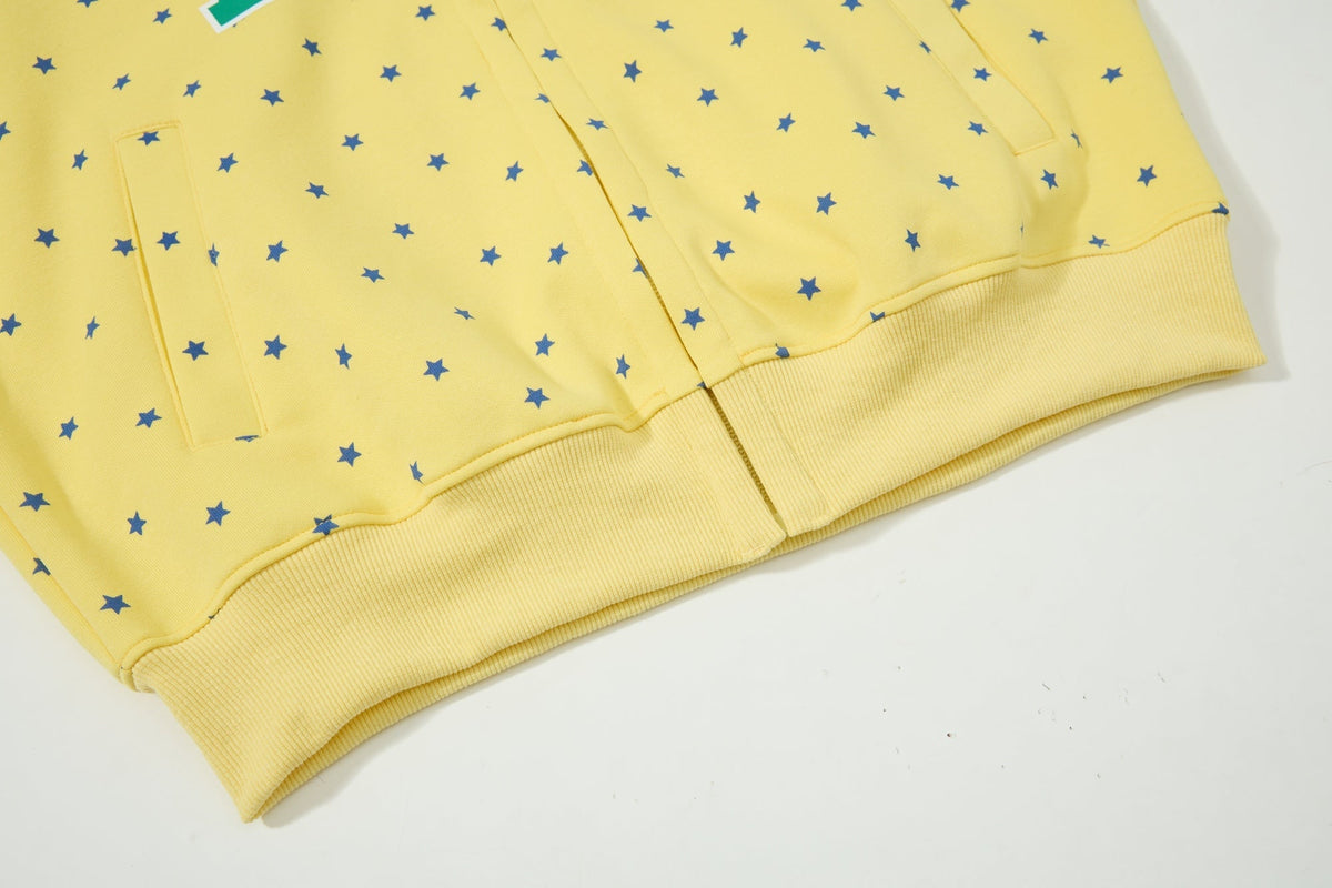 Madxmarx Star Print Varsity Zip-Up Hoodie