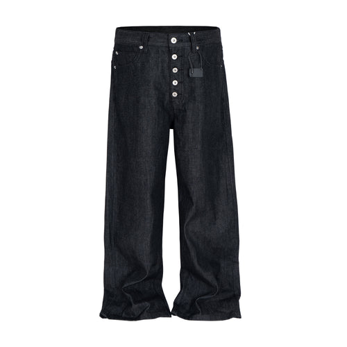 Jeans de mezclilla Madxmarx de tiro alto con cierre de botones - M / Negro