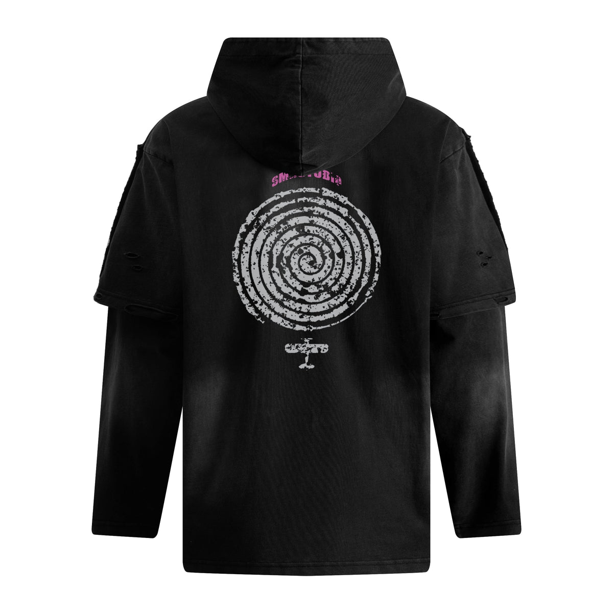 Madxmarx Destroyed Layered Graphic Hoodie Tee