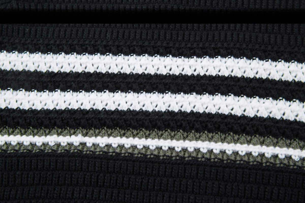 Madxmarx Striped Knit Polo Sweater