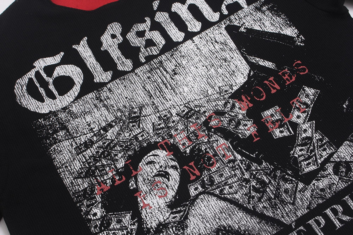 Madxmarx Vintage-Langarmshirt mit Waffelstruktur und Grafikaufdruck