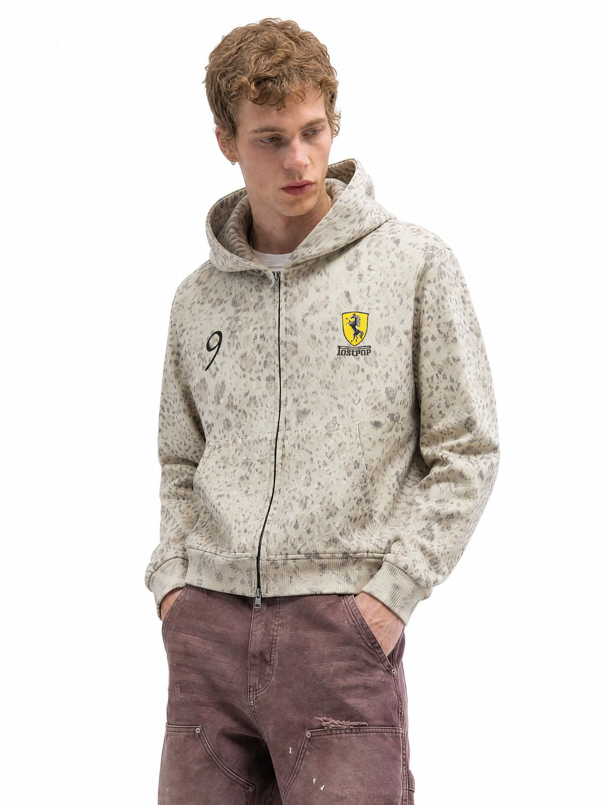 Madxmarx Leopard Graphic Zip-Up Hoodie