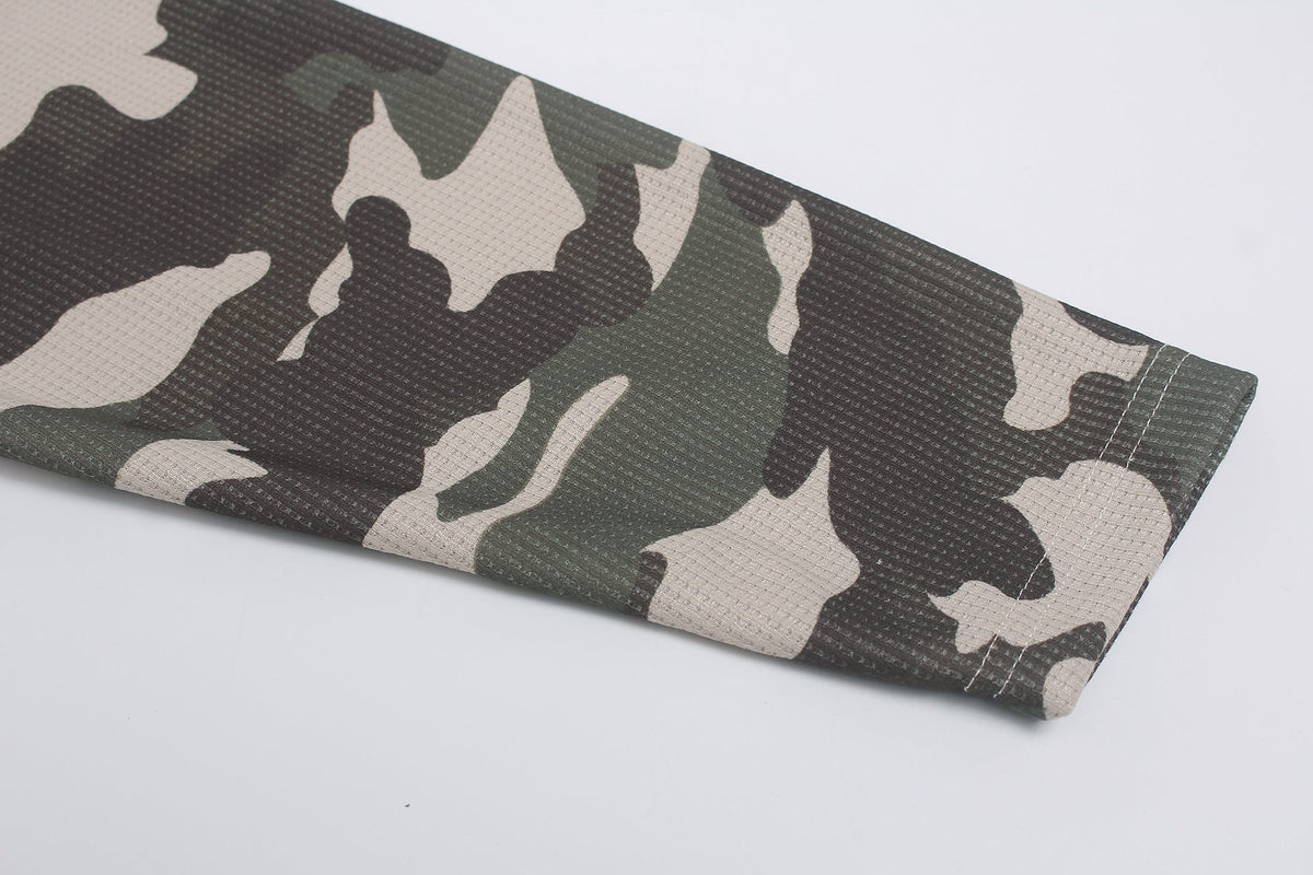 Madxmarx Camo Sleeve Graphic Waffle Long Sleeve