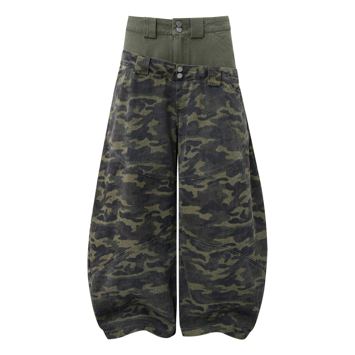 Madxmarx Double Waist Camo Barrel Pants