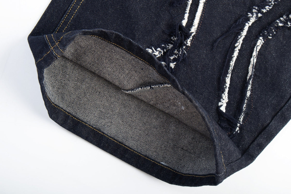 Madxmarx Distressed Flame Stitch Baggy Jeans