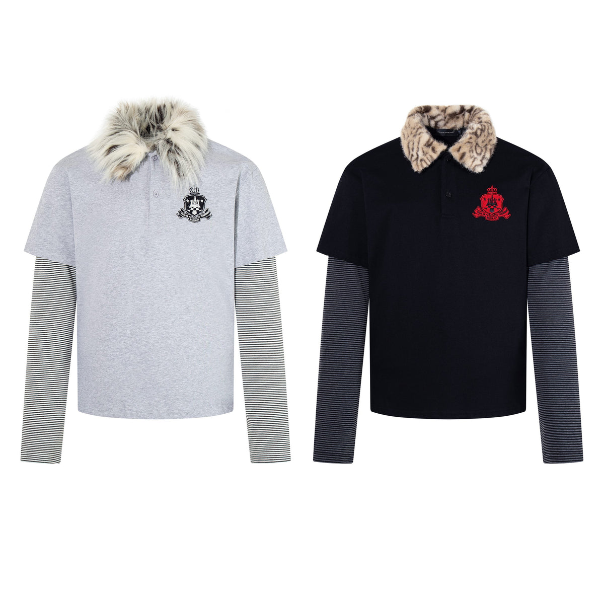 Madxmarx Fur Collar Layered Polo