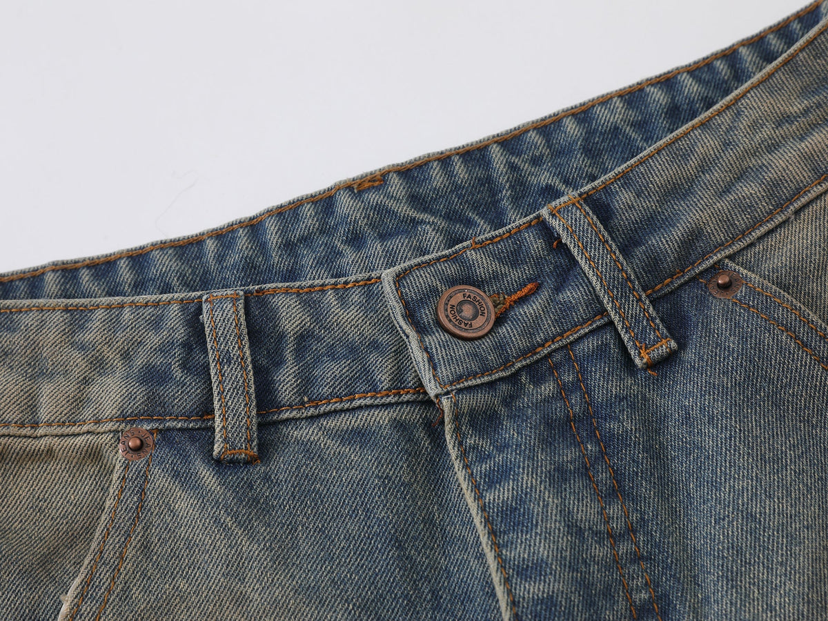 Pantalon en jean incurvé effet vieilli Madxmarx