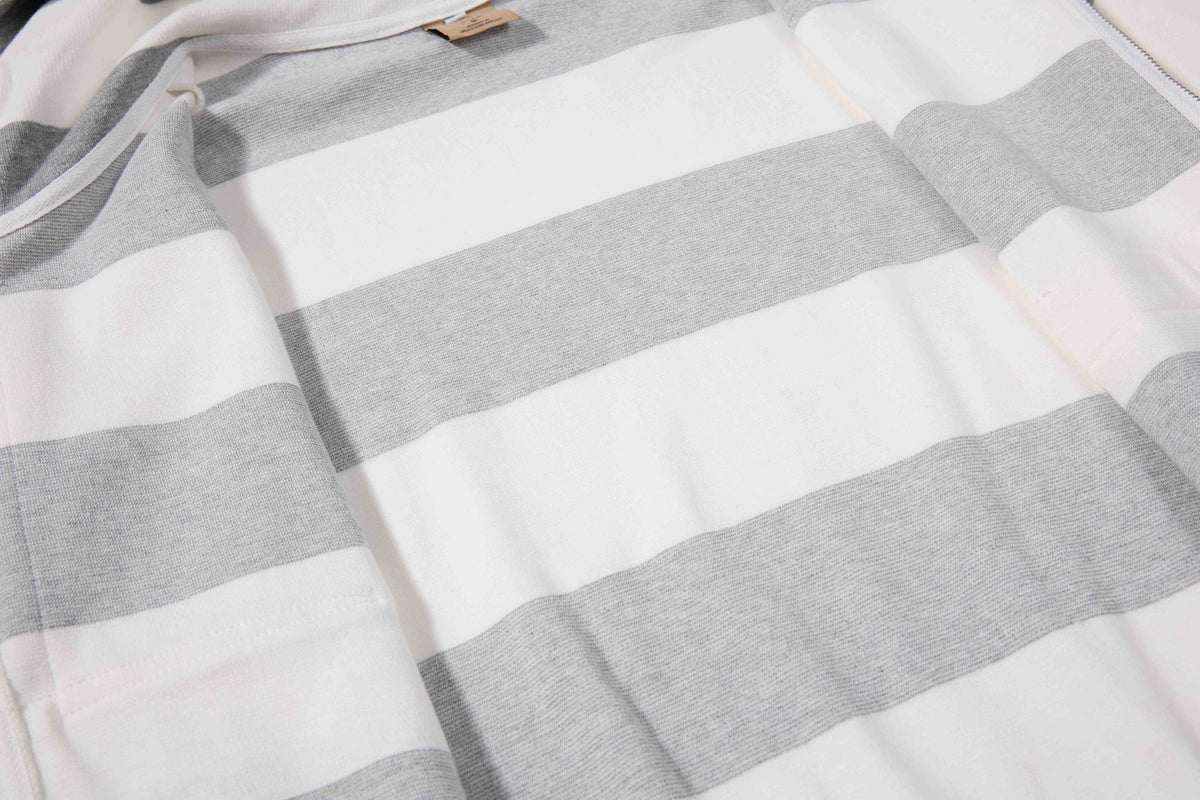 Madxmarx Striped Patchwork Graphic Zip-Up Hoodie