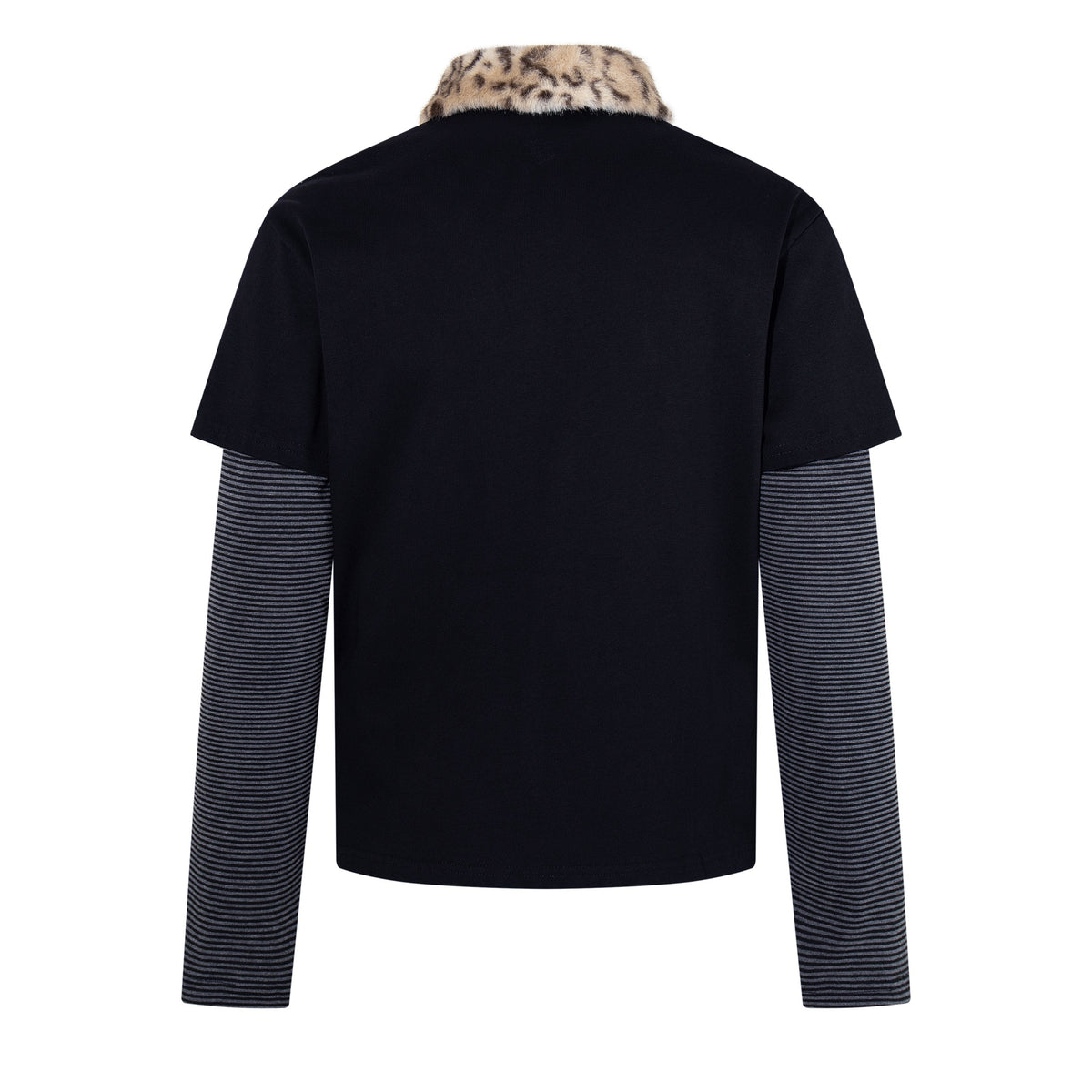 Madxmarx Fur Collar Layered Polo