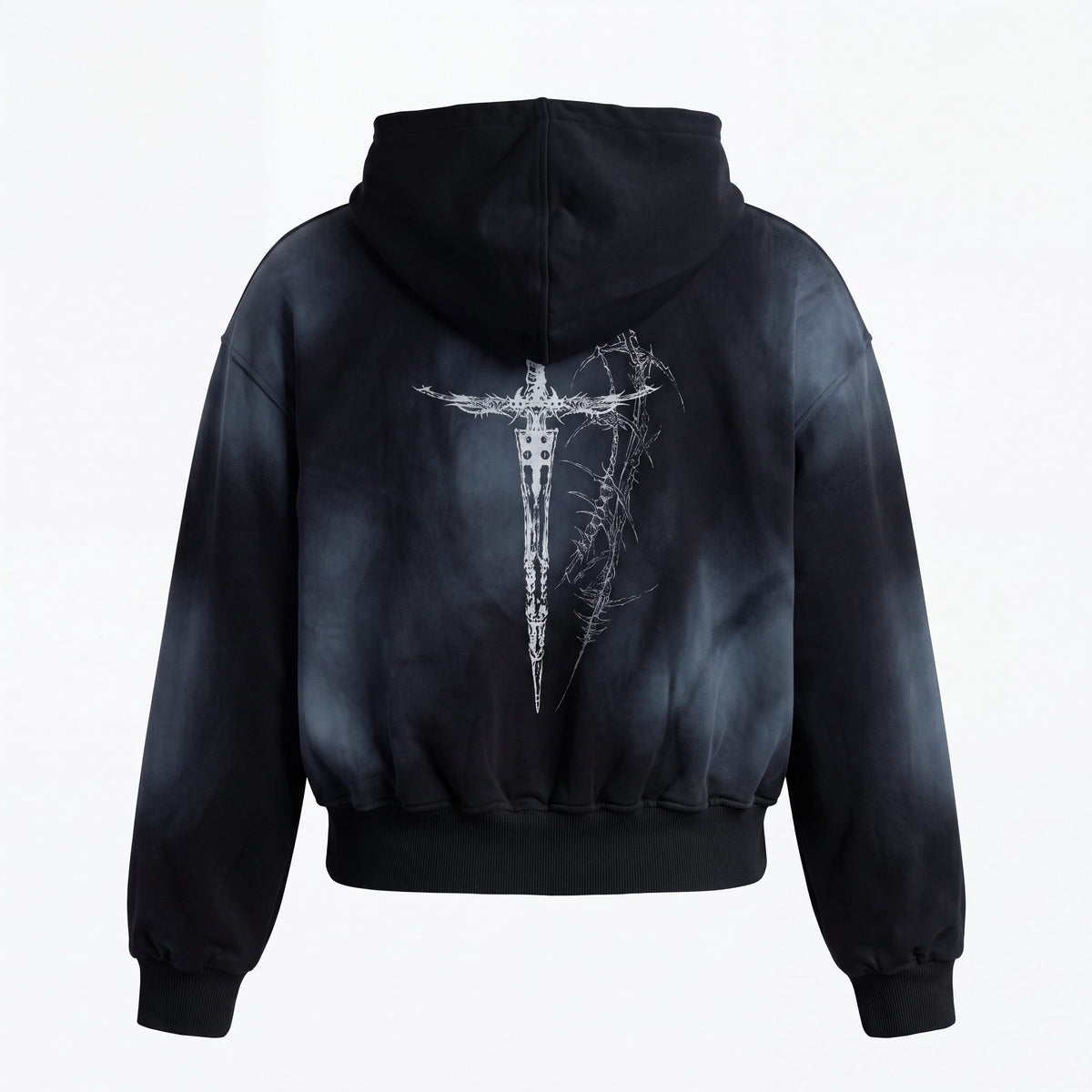 Madxmarx Tribal Graphic Washed Zip-Up Hoodie